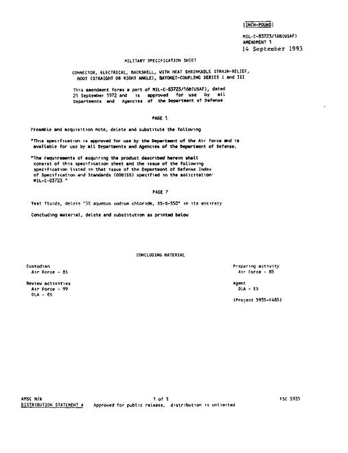 MIL MIL-C-83723/16B Amendment 1