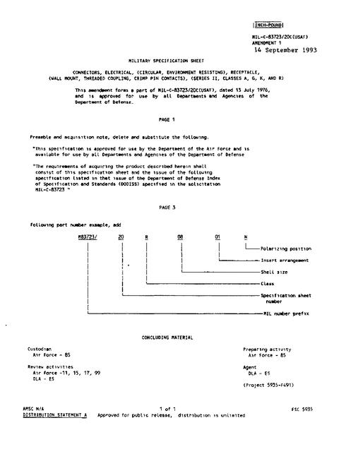 MIL MIL-C-83723/20C Amendment 1