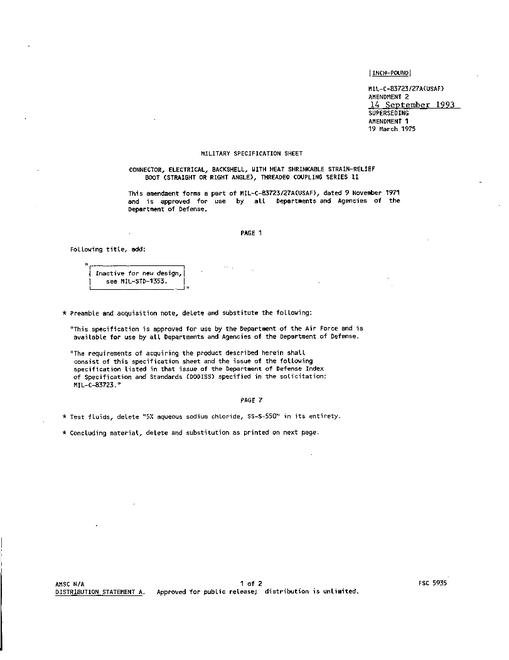 MIL MIL-C-83723/27A Amendment 2