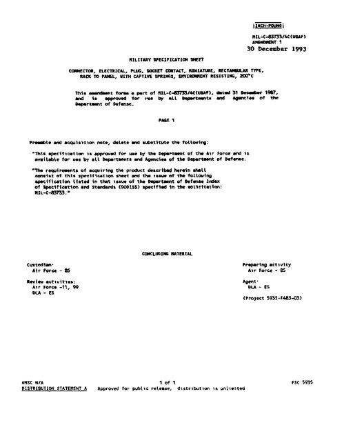 MIL MIL-C-83733/4C Amendment 1