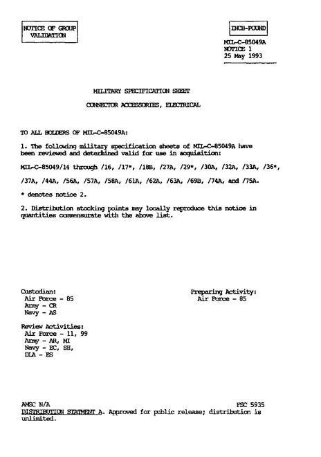 MIL MIL-C-85049/44A Notice 1 - Validation