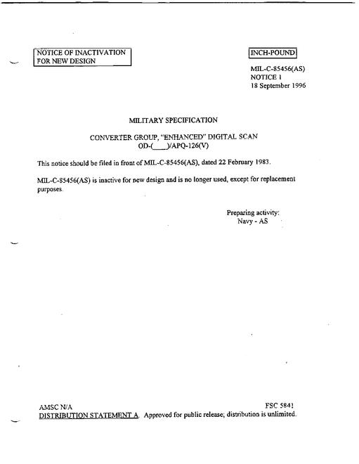 MIL MIL-C-85456 Notice 1 - Inactivation