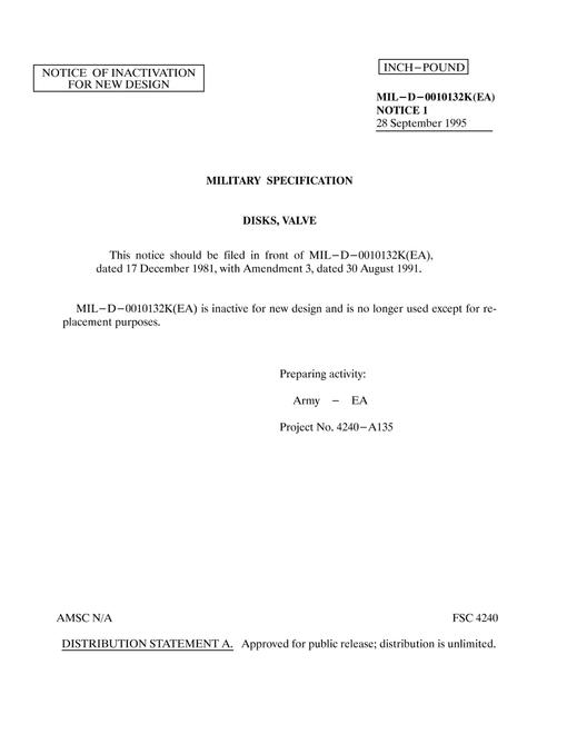 MIL MIL-D-0010132K Notice 1 - Inactivation