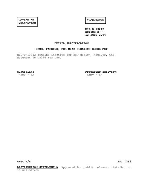 MIL MIL-D-13242 Notice 2 - Validation
