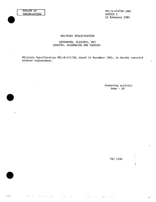 MIL MIL-D-14172B Notice 1 - Cancellation
