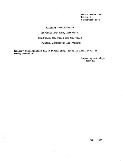 MIL MIL-D-14966A Notice 1 - Cancellation