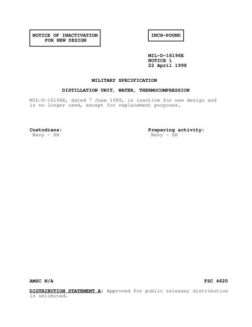 MIL MIL-D-16196E Notice 1 - Inactivation 1