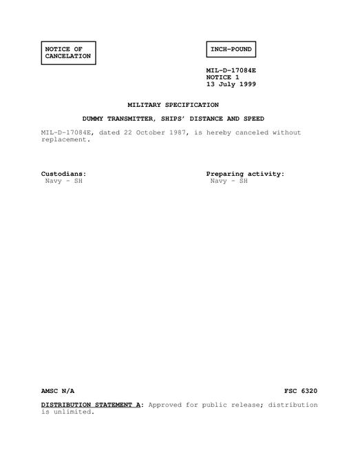 MIL MIL-D-17084E Notice 1 - Cancellation