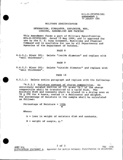 MIL MIL-D-20505D Amendment 1