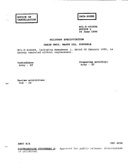 MIL MIL-D-43268A Notice 1 - Cancellation