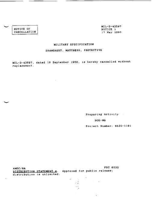 MIL MIL-D-43597 Notice 1 - Cancellation