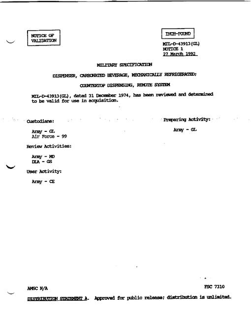 MIL MIL-D-43913 Notice 1 - Validation