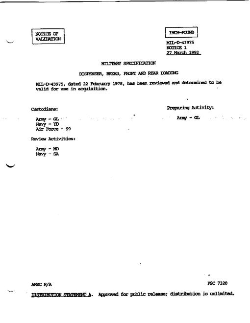 MIL MIL-D-43975 Notice 1 - Validation