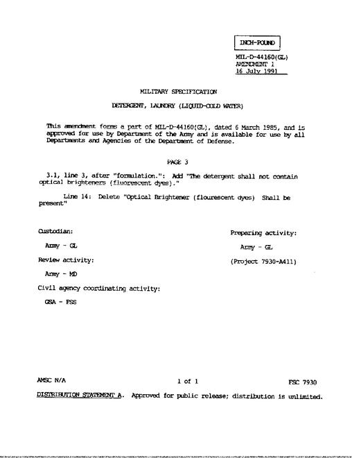 MIL MIL-D-44160 Amendment 1