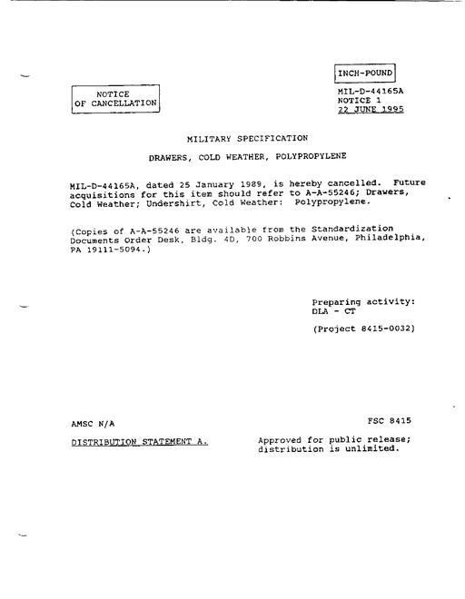 MIL MIL-D-44165A Notice 1 - Cancellation