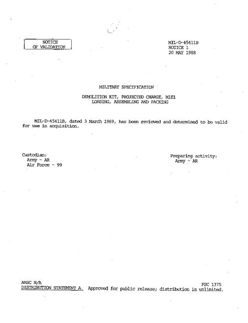 MIL MIL-D-45411B Notice 1 - Validation