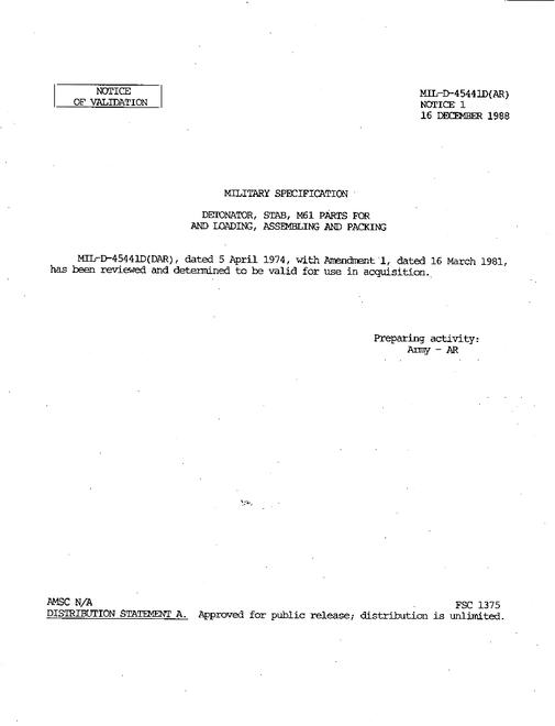 MIL MIL-D-45441D Notice 1 - Validation