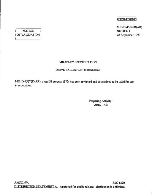 MIL MIL-D-45676D Notice 1 - Validation