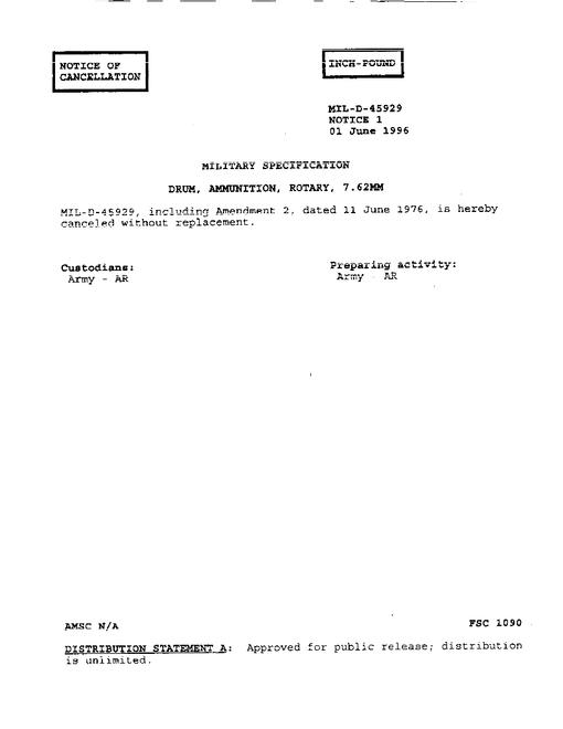 MIL MIL-D-45929 Notice 1 - Cancellation