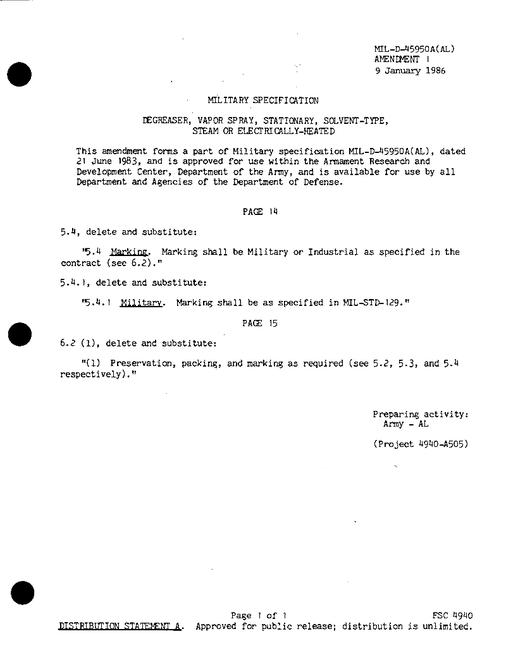 MIL MIL-D-45950A Amendment 1