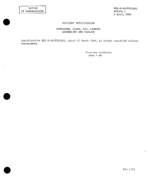 MIL MIL-D-46207B Notice 1 - Cancellation