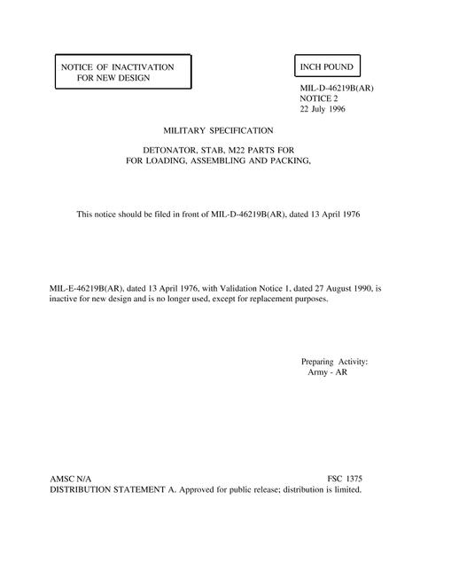 MIL MIL-D-46219B Notice 2 - Inactivation