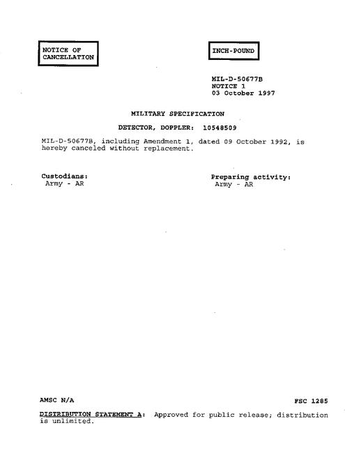 MIL MIL-D-50677B Notice 1 - Cancellation