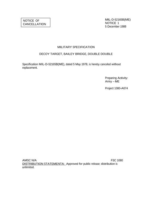 MIL MIL-D-52165B Notice 1 - Cancellation
