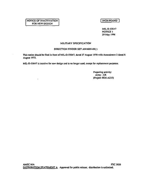 MIL MIL-D-55647 Notice 1 - Inactivation