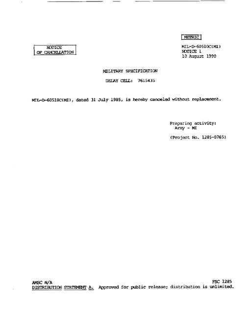 MIL MIL-D-60510C Notice 1 - Cancellation