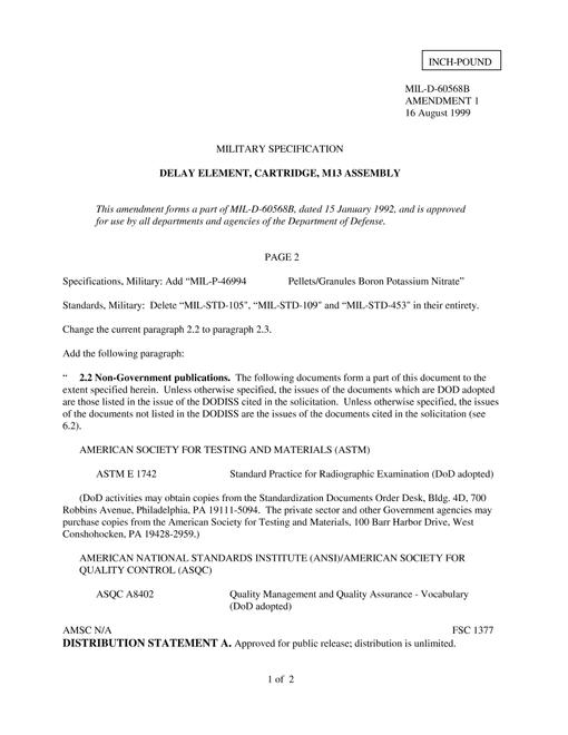MIL MIL-D-60568B Amendment 1