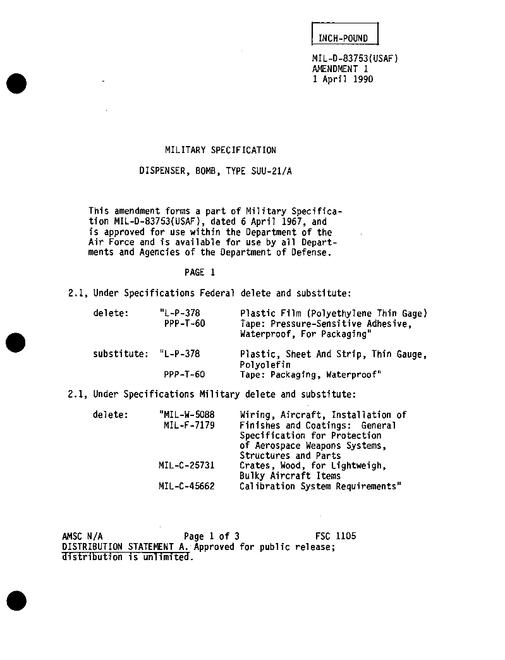 MIL MIL-D-83753 Amendment 1