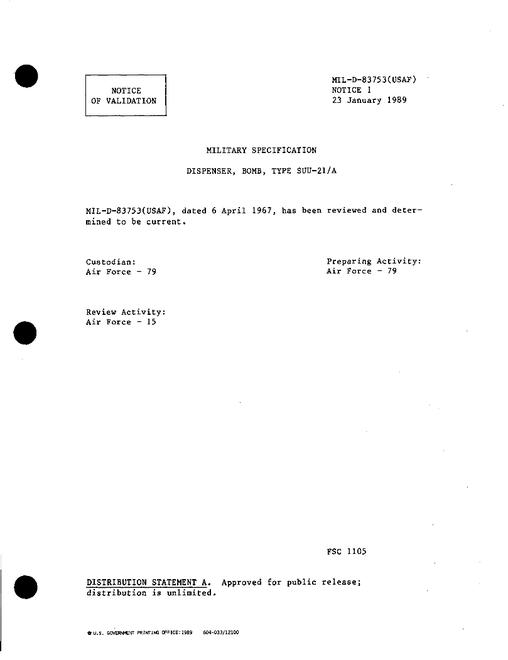 MIL MIL-D-83753 Notice 1 - Validation