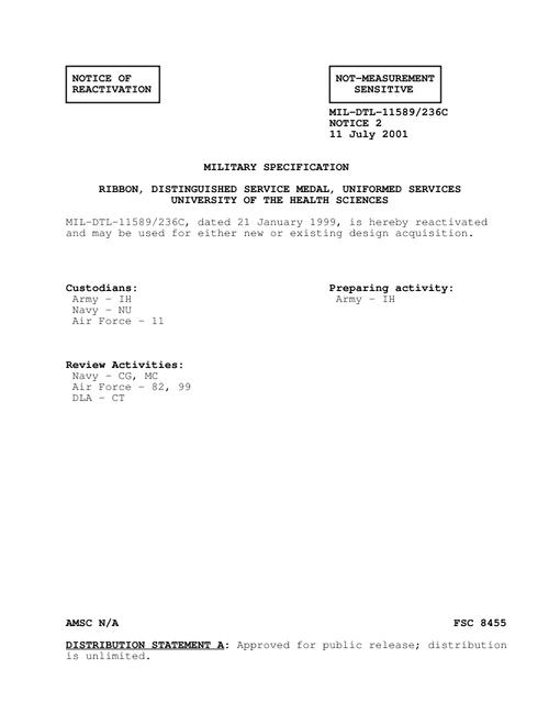 MIL MIL-DTL-11589/236C Notice 2 - Reactivation