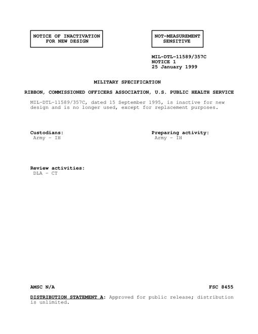 MIL MIL-DTL-11589/357C Notice 1 - Inactivation