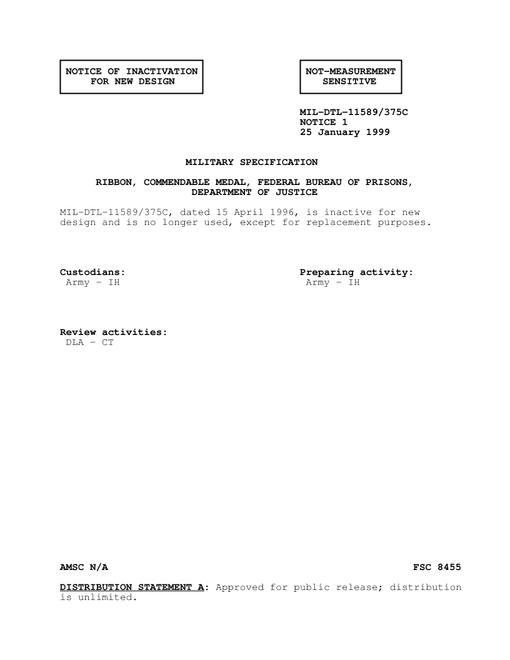 MIL MIL-DTL-11589/375C Notice 1 - Inactivation 1