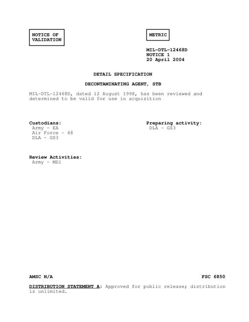 MIL MIL-DTL-12468D Notice 1 - Validation 1