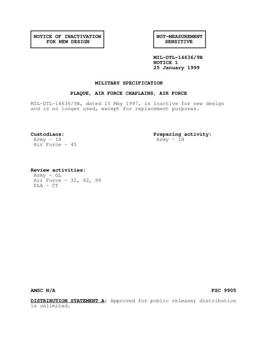 MIL MIL-DTL-14636/9B Notice 1 - Inactivation