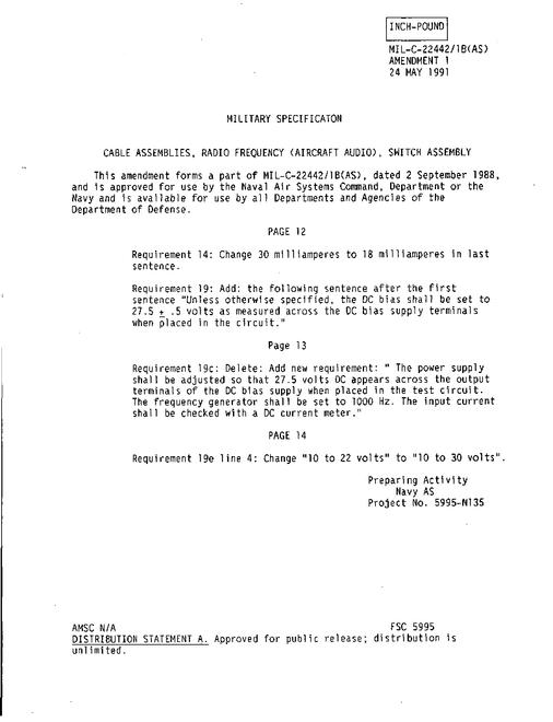 MIL MIL-DTL-22442/1C Amendment 1