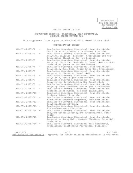 MIL MIL-DTL-23053E Supplement 1