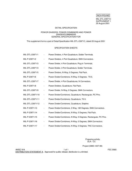 MIL MIL-DTL-23971C Supplement 1