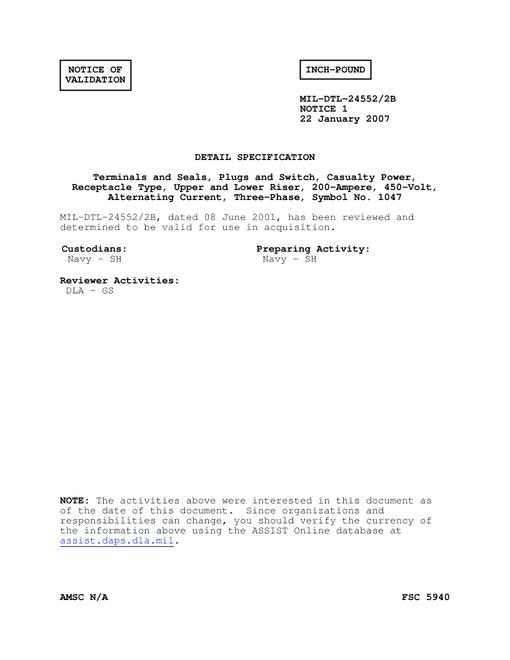 MIL MIL-DTL-24552/2B Notice 1 - Validation