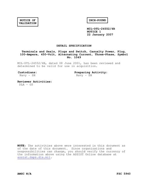 MIL MIL-DTL-24552/4B Notice 1 - Validation
