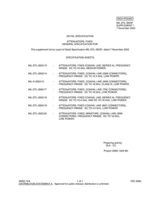 MIL MIL-DTL-3933F Supplement 1
