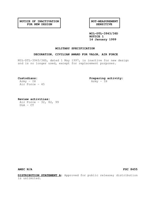 MIL MIL-DTL-3943/36D Notice 1 - Inactivation
