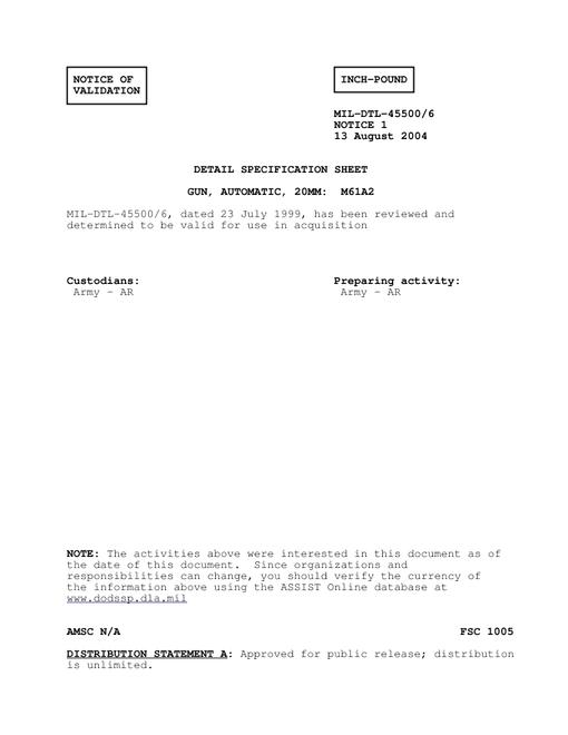 MIL MIL-DTL-45500/6 Notice 1 - Validation
