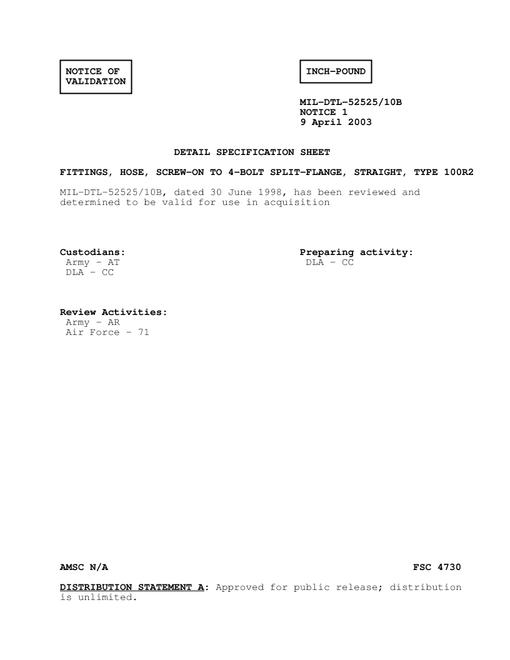 MIL MIL-DTL-52525/10B Notice 1 - Validation
