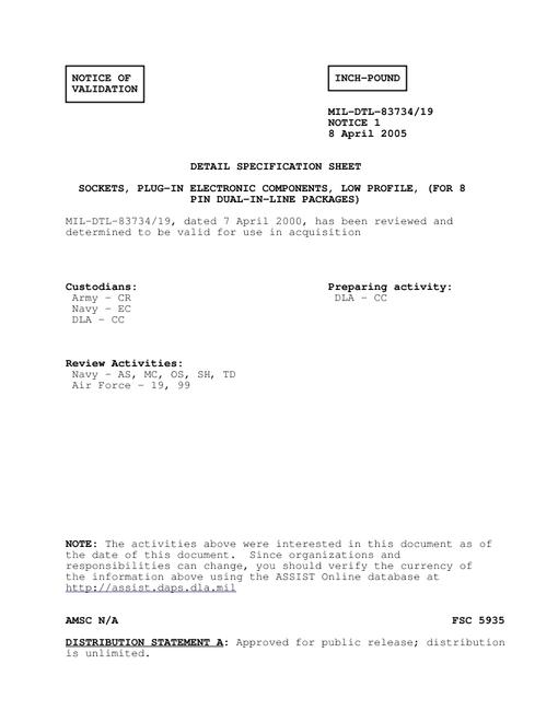 MIL MIL-DTL-83734/19 Notice 1 - Validation