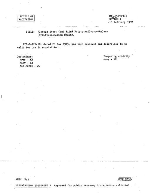 MIL MIL-P-22241B Notice 1 - Validation