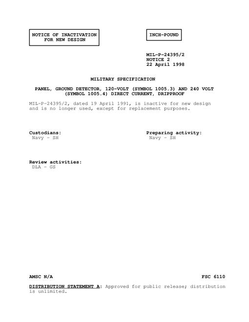 MIL MIL-P-24395/2 Notice 2 - Inactivation